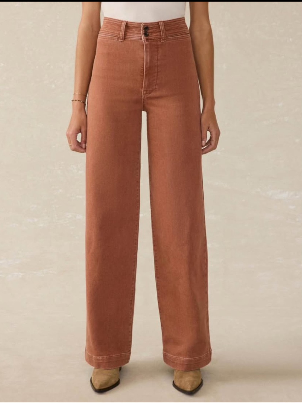 Faherty High-Rise Wide Leg Jeans